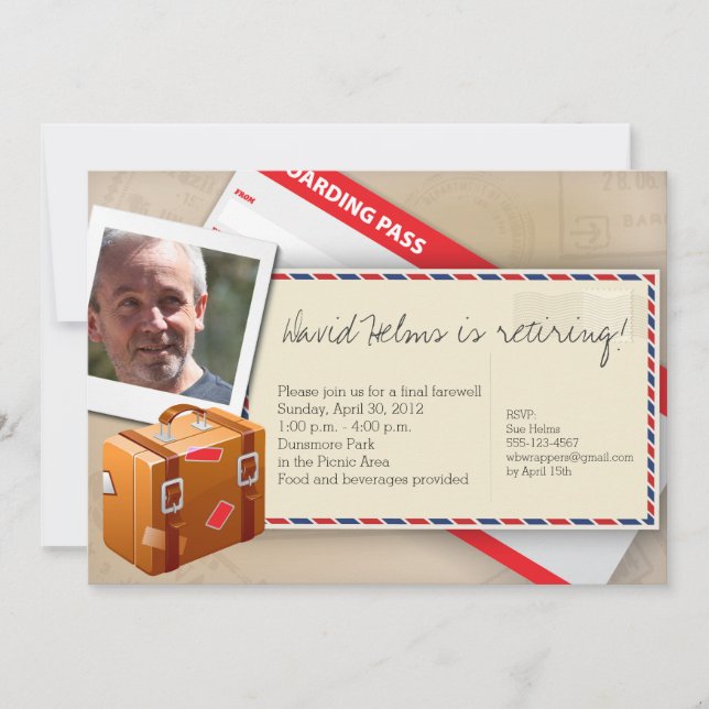 Resa Themed inbjudningar - utmärkt för pension (Framsida)