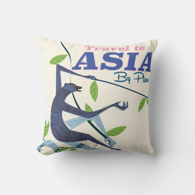Resa till Asien Monkey vintage researbetryck Kudde (Framsida)