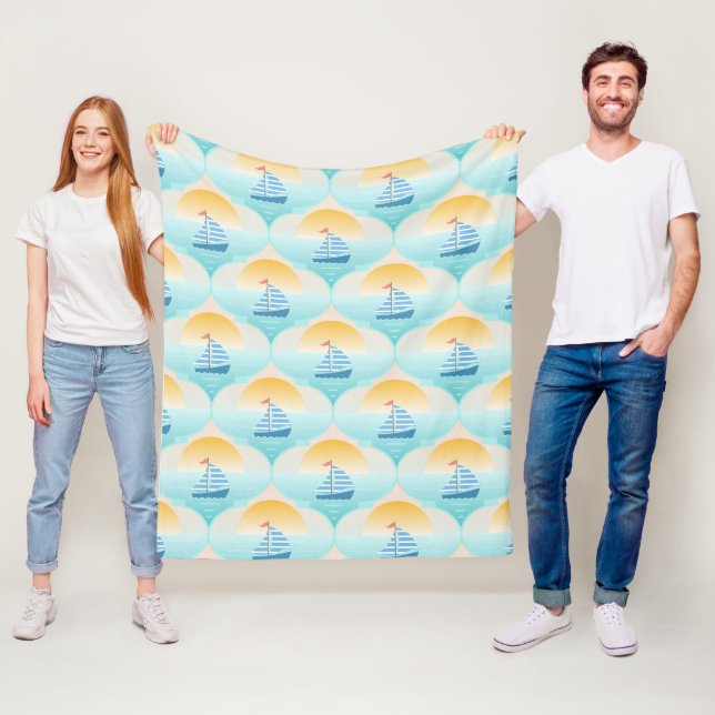 Resa till Beach Sailor Boat Fleecefilt (På plats)