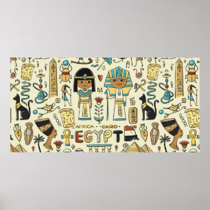 Resa till Egyptenen. Sömlös mönster Poster