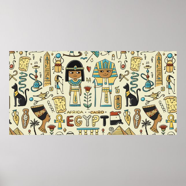 Resa till Egyptenen. Sömlös mönster Poster (Framsidan)