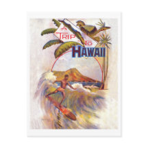 Resa till Hawaii, surfing på en stor våg, vintage