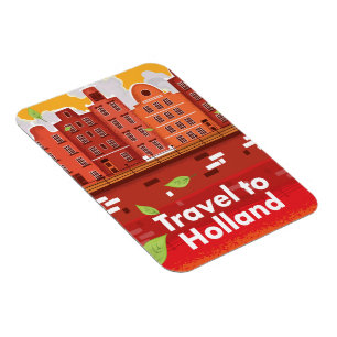 Resa till Holland vintage affisch. Magnet