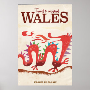 Resa till Magic Wales vintage affisch