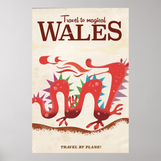 Resa till Magiska Wales vintage affisch (Framsidan)