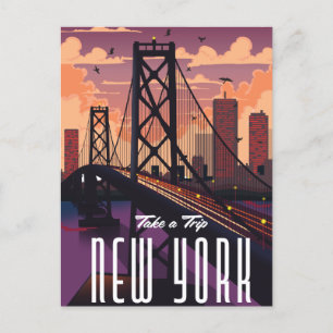Resa till New York Meddelande Vykort