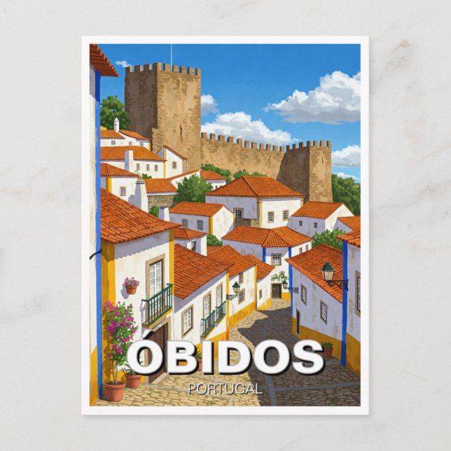 Resa till Óbidos Portugal Vykort (Framsida)