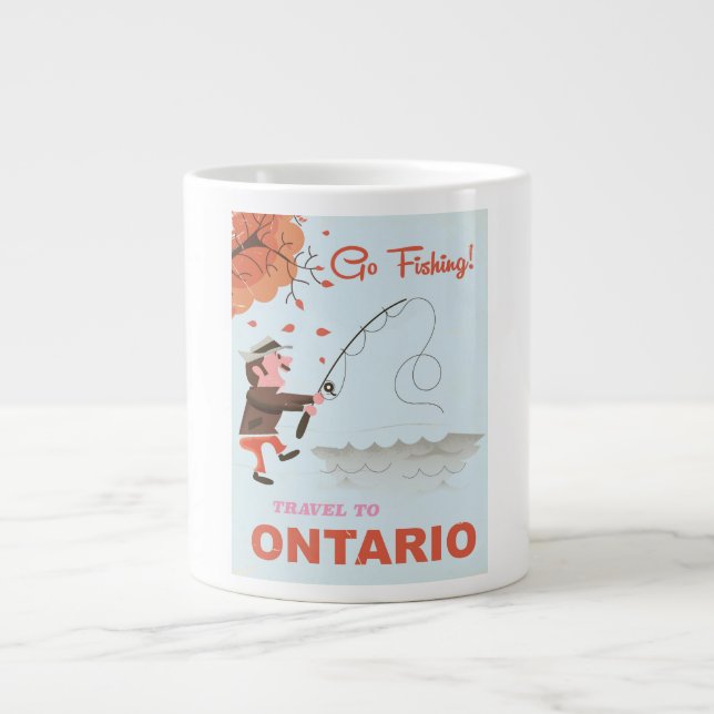 Resa till Ontario retro fiske tryck semester. Jumbo Mugg (Framsidan)