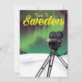 Resa till Sverige Norrsken Kamera affisch.