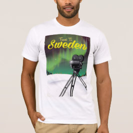 Resa till Sverige Norrsken Kamera affisch. Tee Shirt
