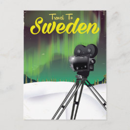 Resa till Sverige Norrsken Kamera affisch. Vykort