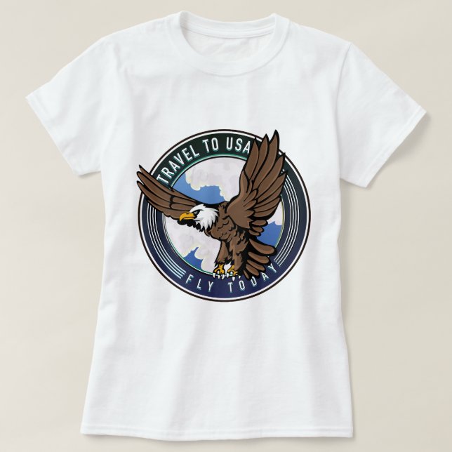 Resa till USA Fly i dag logotyp T Shirt (Design framsida)