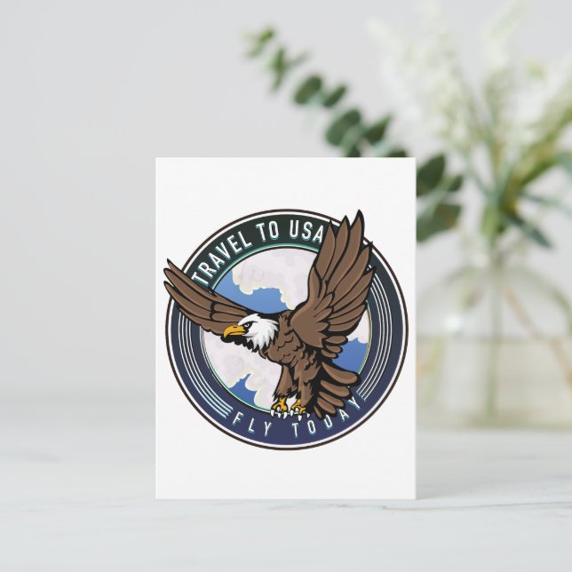 Resa till USA Fly idag logotyp Helg Vykort (Stående Fram)