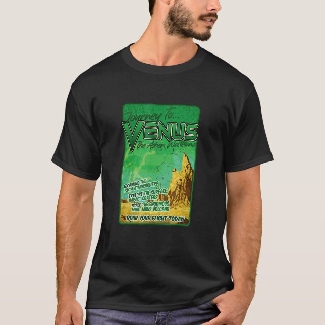 Resa till Venus Retro Space Planet T Shirt (Framsida)