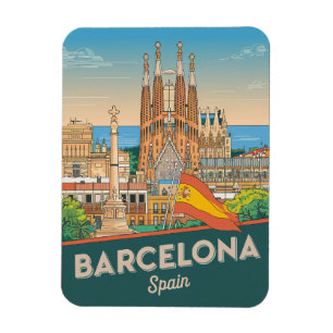 Resa till vintage Barcelona Sagrada Familia presen Magnet