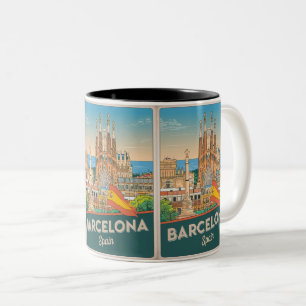 Resa till vintage barcelona sagrada familia presen Två-Tonad mugg