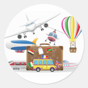 Resa transportsymboler runt klistermärke
