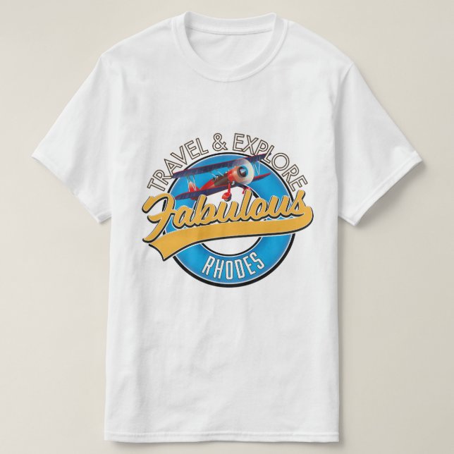 Resa & Upptäck Fantastiska Rhodos logotyp T Shirt (Design framsida)