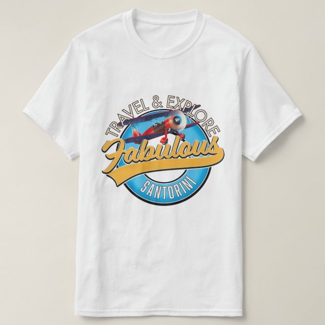 Resa & Upptäck Fantastiska Santorini T Shirt (Design framsida)