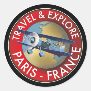 Resa & Upptäck Paris Frankrike Logotyp Runt Klistermärke