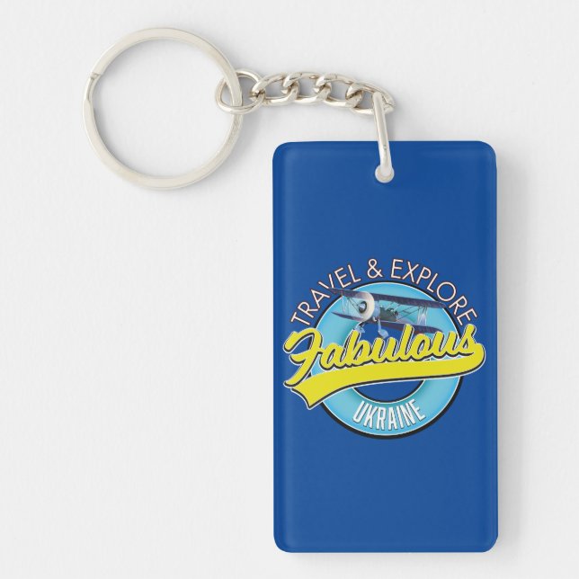 resa utforska fantastiska Ukraina logotyp Klassisk Nyckelring (Framsidan)