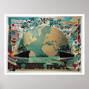 Resa värld runtvintage resor poster