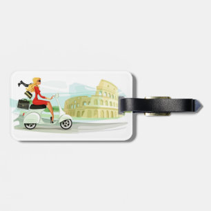 Resa världen! Flickan på Scooter i Rom-nyckelkedja Bagagebricka