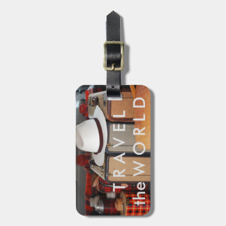 Resa världen - gammal stilbagagemärkre bagagebricka