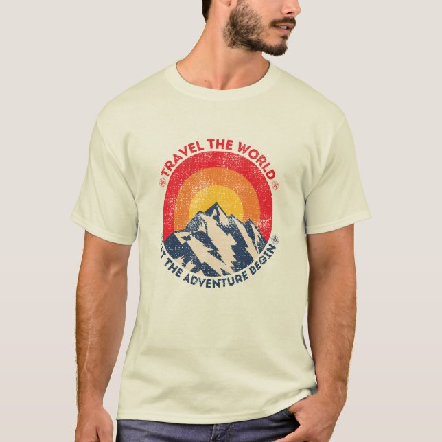 resa världen låt äventyret börja resa t shirt (Framsida)