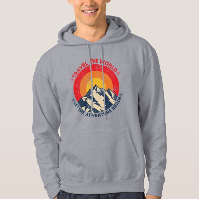 resa världen låt äventyret börja resande hoodie (Framsida)
