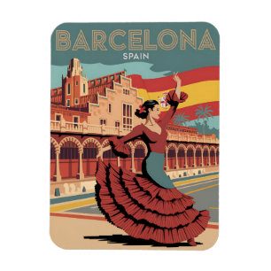 Resa vintage barcelona spanien flaminco presenter magnet