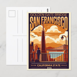 Resa Vintage San Francisco, CA-gåvor Vykort