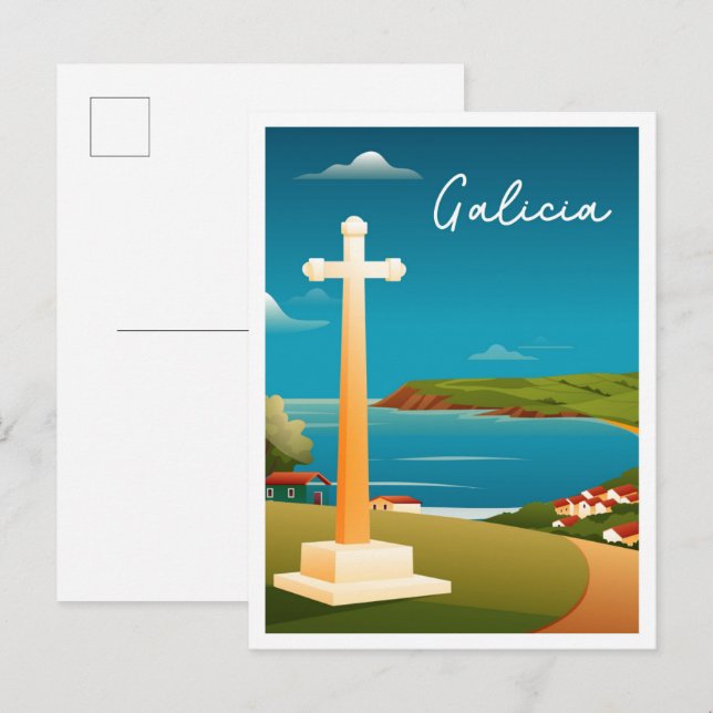 Resa Watercolor Galicia Spanien Vykort (Fram/baksida)