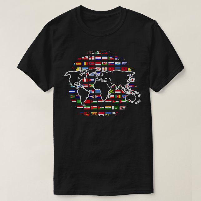 Resa World Map Traveler Internationell World Fla T Shirt (Design framsida)
