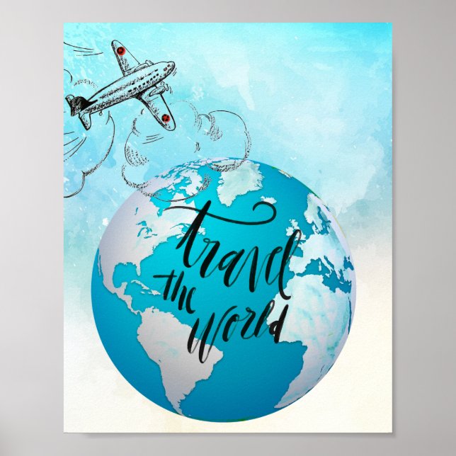 Resa World Quote Vintage Airplane Globe Poster (Framsidan)