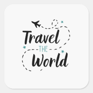 Resa World Sticker Fyrkantigt Klistermärke