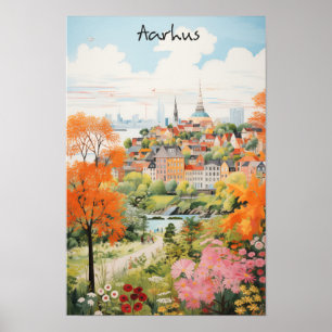 Resaestetisk målning Stad Aarhus Danmark Poster