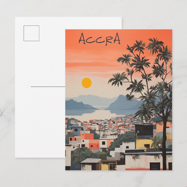 Resaestetiskt måleri Stad Accra Ghana Vykort (Fram/baksida)