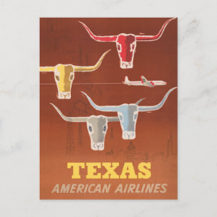 Resaffisch för American Airlines till Texas Vykort