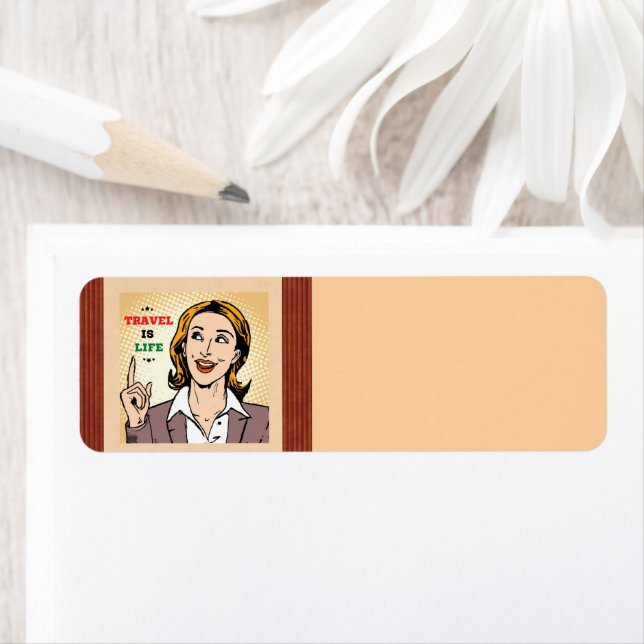 Resan är adressetikett för återvändande returadress etikett (Insitu)