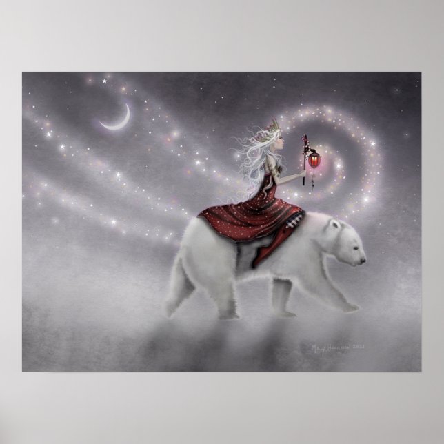 Resan Jungfrun Ridande Isbjörn Fantasykonst Poster (Framsidan)
