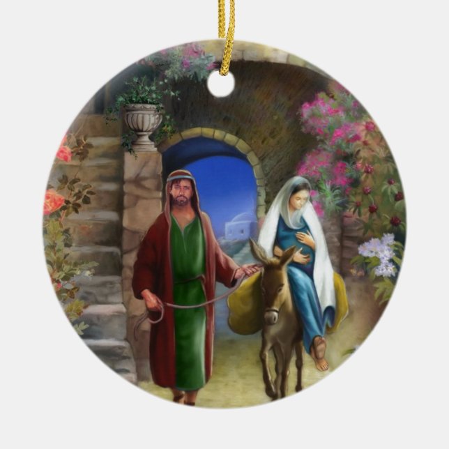 Resan till Bethlehem dubbla sid prydnaden Julgransprydnad Keramik (Framsidan)