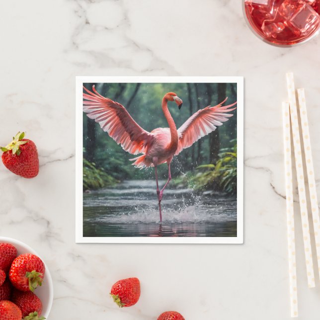 Resan under flygning: Rosa Flamingos Riverdansk Pappersservett (Insitu)