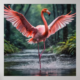 Resan under flygning: Rosa Flamingos Riverdansk Poster
