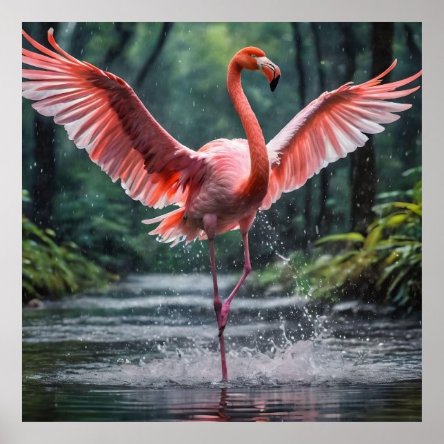 Resan under flygning: Rosa Flamingos Riverdansk Poster (Framsidan)