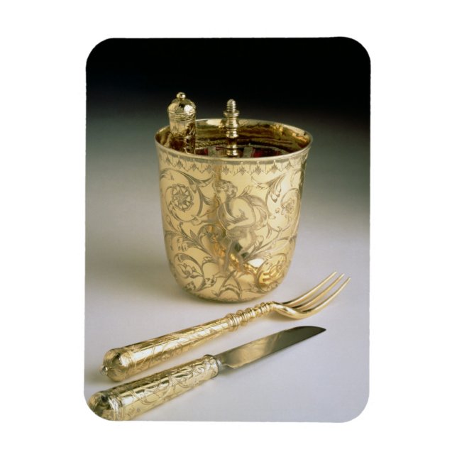 Resande av knivar, gaffel, sked och bägare. magnet (Vertikal)