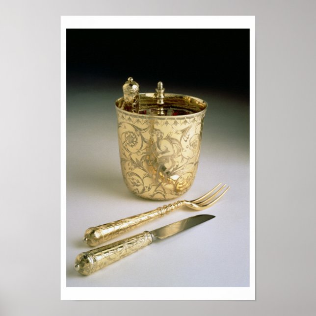 Resande av knivar, gaffel, sked och bägare. poster (Framsidan)