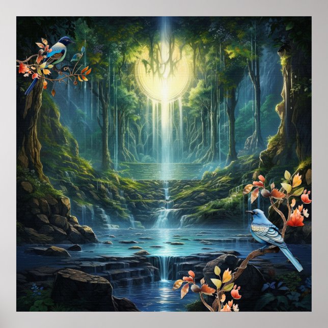 Resande av Waterfalls landskap i vår värld Poster (Framsidan)