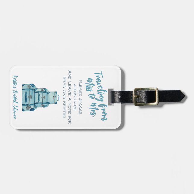 Resande från Miss till Mrs Blue Luggage Möhippa Bagagebricka (Horisontell Framsida)