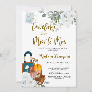 Resande från Miss till Mrs Möhippa Inbjudningar